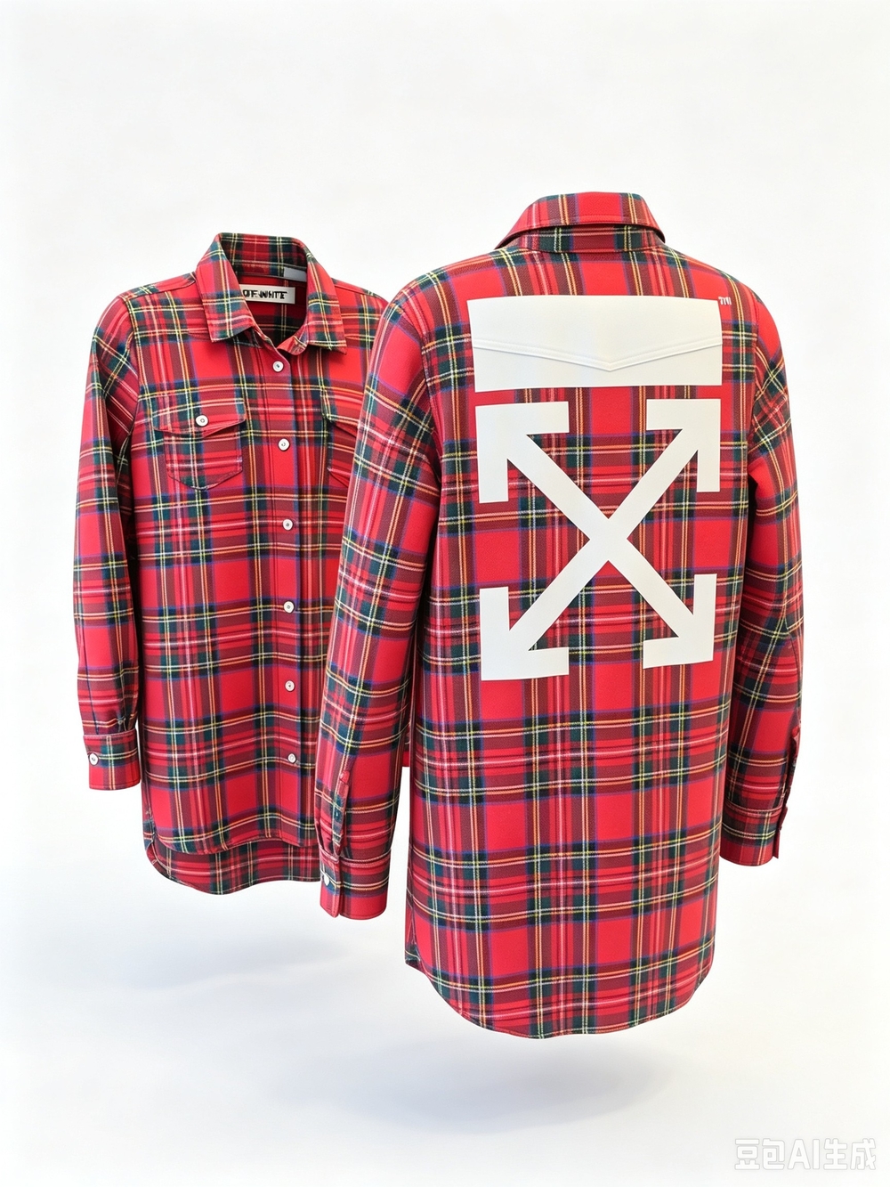 Off-White Red Plaid Button-Up Shirt - Picture 3 of 11